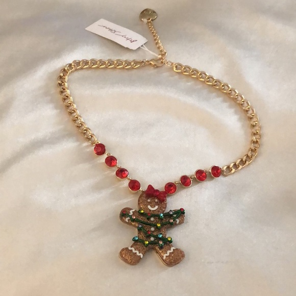 Betsey Johnson Jingle Bell Bling Gingerbread Tangled In Lights Pendant Necklace - Picture 11 of 12